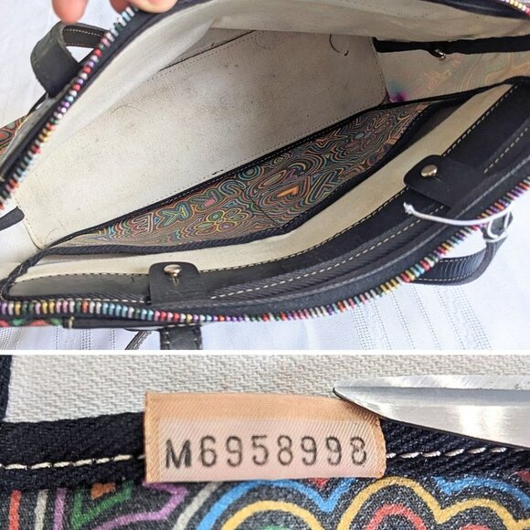 Vintage Y2K Dooney & Bourke Rainbow Graffiti Matching Set - Bag Wallet Checkbook - Picture 6 of 10